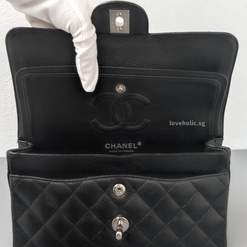 Chanel Classic Flap Small | Black Caviar Silver Hardware-details