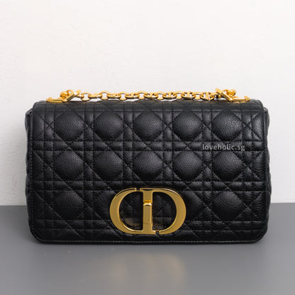 Dior Caro Medium | Black Calfskin Gold Hardware-front1