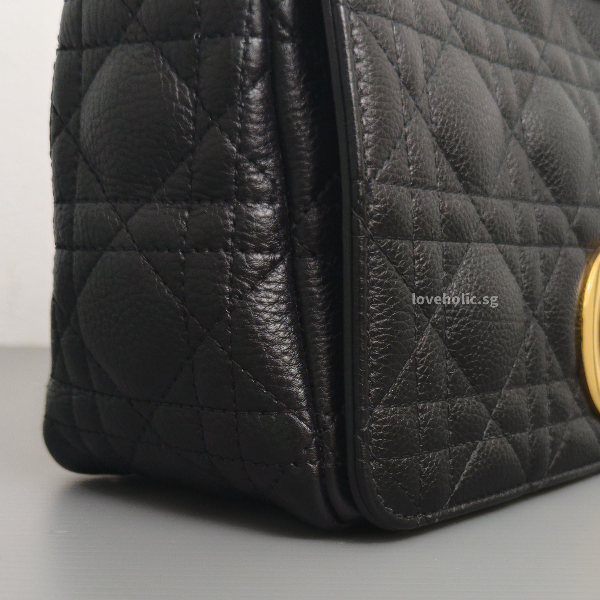 Dior Caro Medium | Black Calfskin Gold Hardware-details