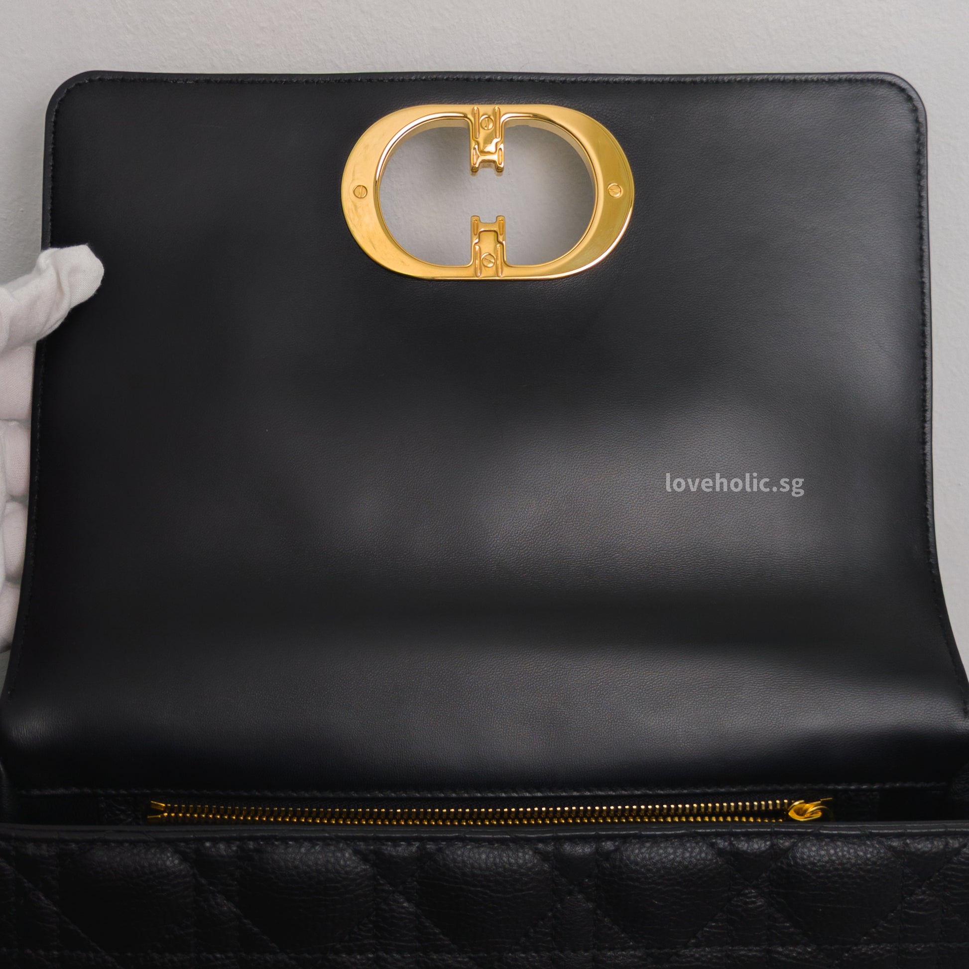 Dior Caro Medium | Black Calfskin Gold Hardware-details
