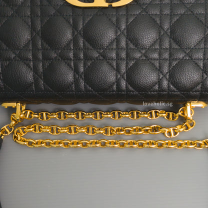 Dior Caro Medium | Black Calfskin Gold Hardware-details