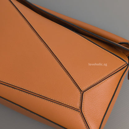 Loewe Puzzle Medium | Tan Calfskin Silver Hardware-details