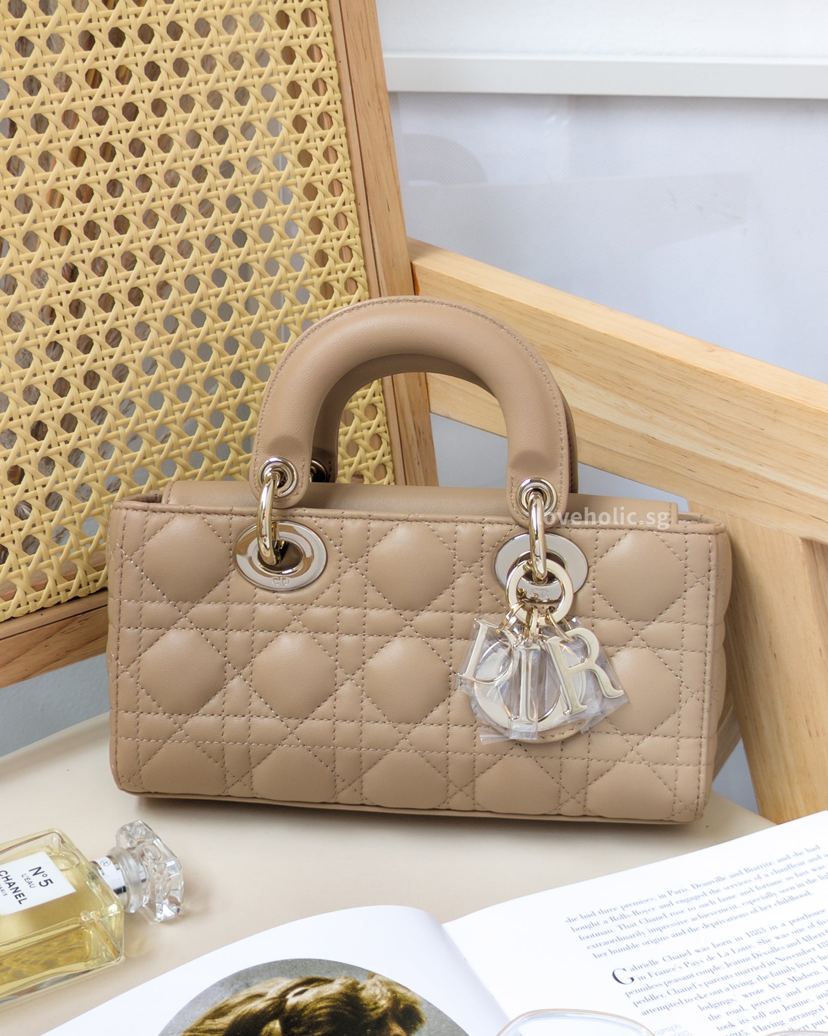 Dior Lady D-Joy Small | Biscuit Lambskin Light Gold Hardware-front
