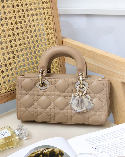 Dior Lady D-Joy Small | Biscuit Lambskin Light Gold Hardware-front