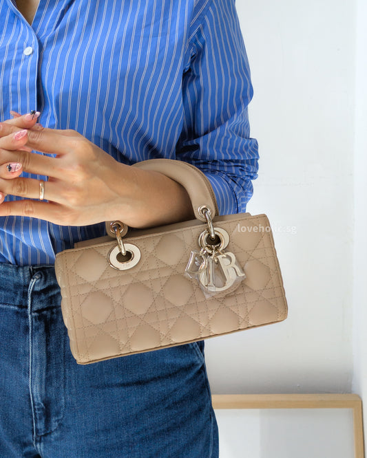 Dior Lady D-Joy Small | Biscuit Lambskin Light Gold Hardware-model