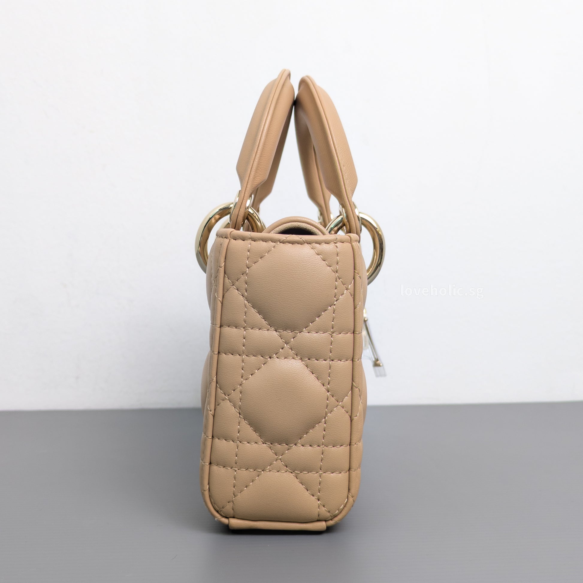 Dior Lady D-Joy Small | Biscuit Lambskin Light Gold Hardware-details