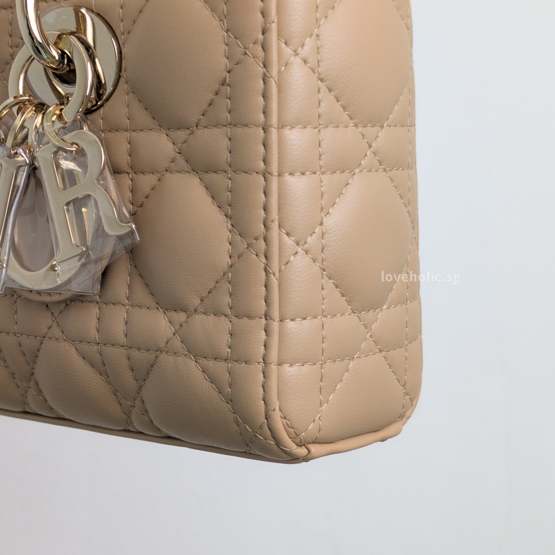 Dior Lady D-Joy Small | Biscuit Lambskin Light Gold Hardware-details