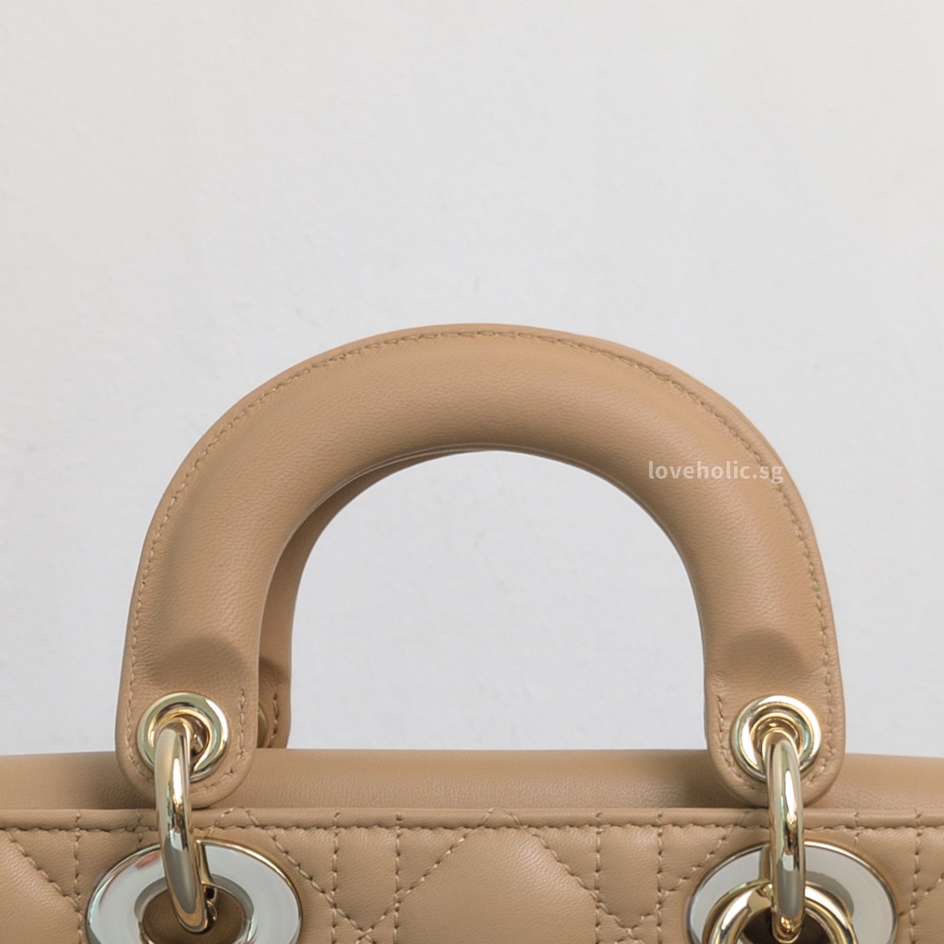 Dior Lady D-Joy Small | Biscuit Lambskin Light Gold Hardware-details