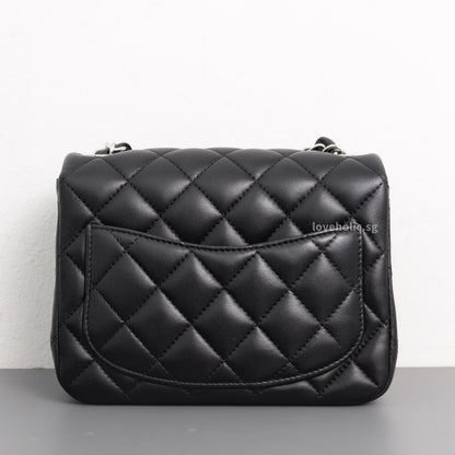 Chanel Classic Flap Mini Square | Black Lambskin Silver Hardware-back