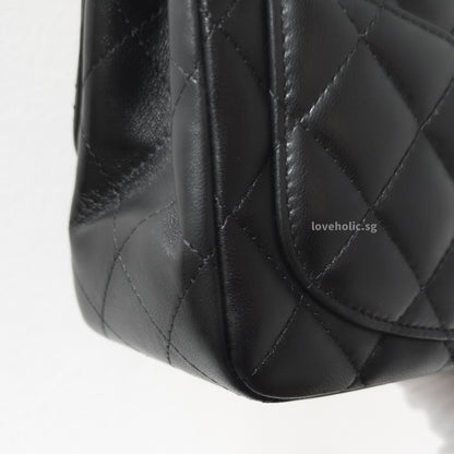 Chanel Classic Flap Mini Square | Black Lambskin Silver Hardware-details