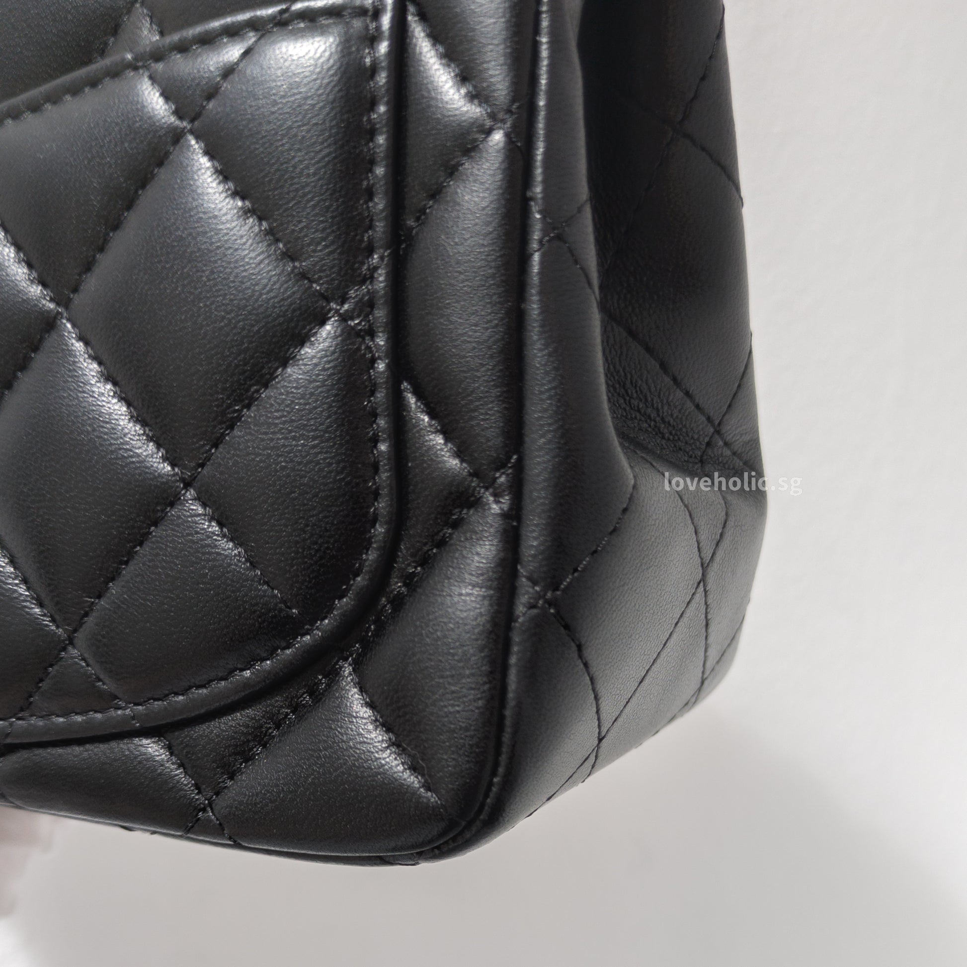 Chanel Classic Flap Mini Square | Black Lambskin Silver Hardware-details
