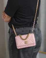 Chanel 19 Wallet on Chain | Pink Lambskin Multicolored Hardware