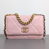 Chanel Chanel 19 Wallet on Chain | Pink Lambskin Multicolored Hardware-front1