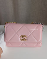 Chanel 19 Wallet on Chain | Pink Lambskin Multicolored Hardware