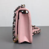 Chanel Chanel 19 Wallet on Chain | Pink Lambskin Multicolored Hardware-side