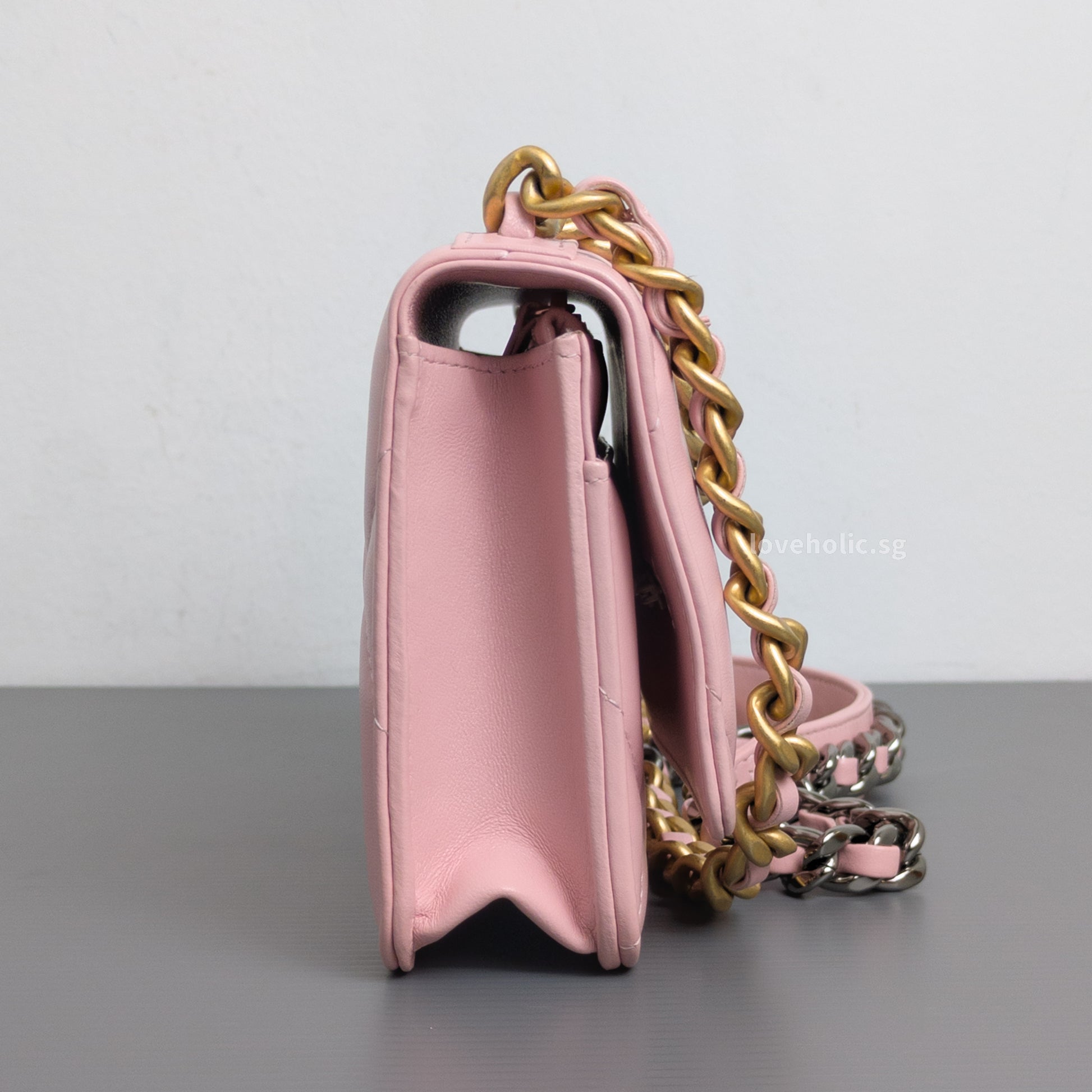 Chanel Chanel 19 Wallet on Chain | Pink Lambskin Multicolored Hardware-details