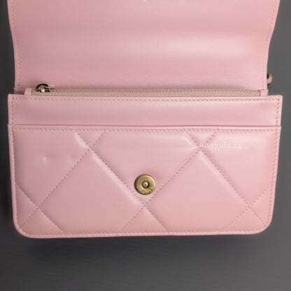 Chanel Chanel 19 Wallet on Chain | Pink Lambskin Multicolored Hardware-details