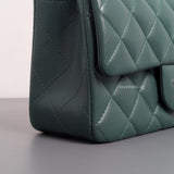 Mini Rectangle Forest Green Lambskin Silver Hardware