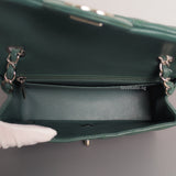 Mini Rectangle Forest Green Lambskin Silver Hardware
