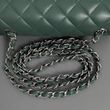 Mini Rectangle Forest Green Lambskin Silver Hardware