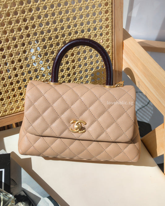 Chanel Coco Handle Small | Beige Caviar Gold Hardware-front