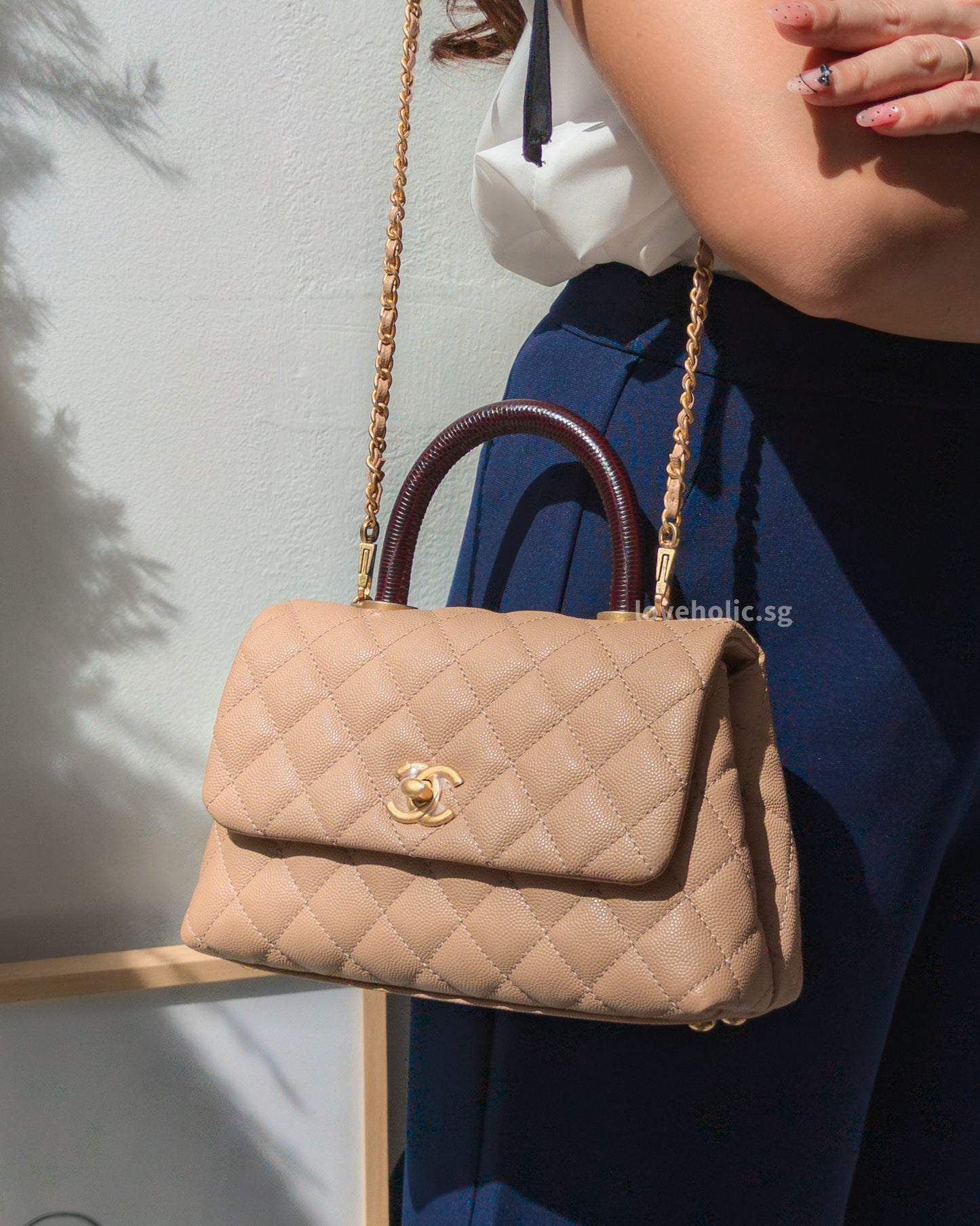 Chanel Coco Handle Small | Beige Caviar Gold Hardware-model