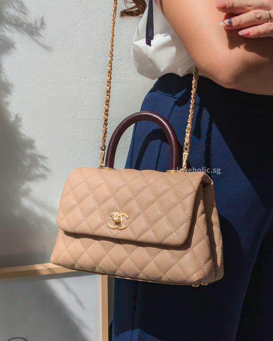 Chanel Coco Handle Small | Beige Caviar Gold Hardware-model