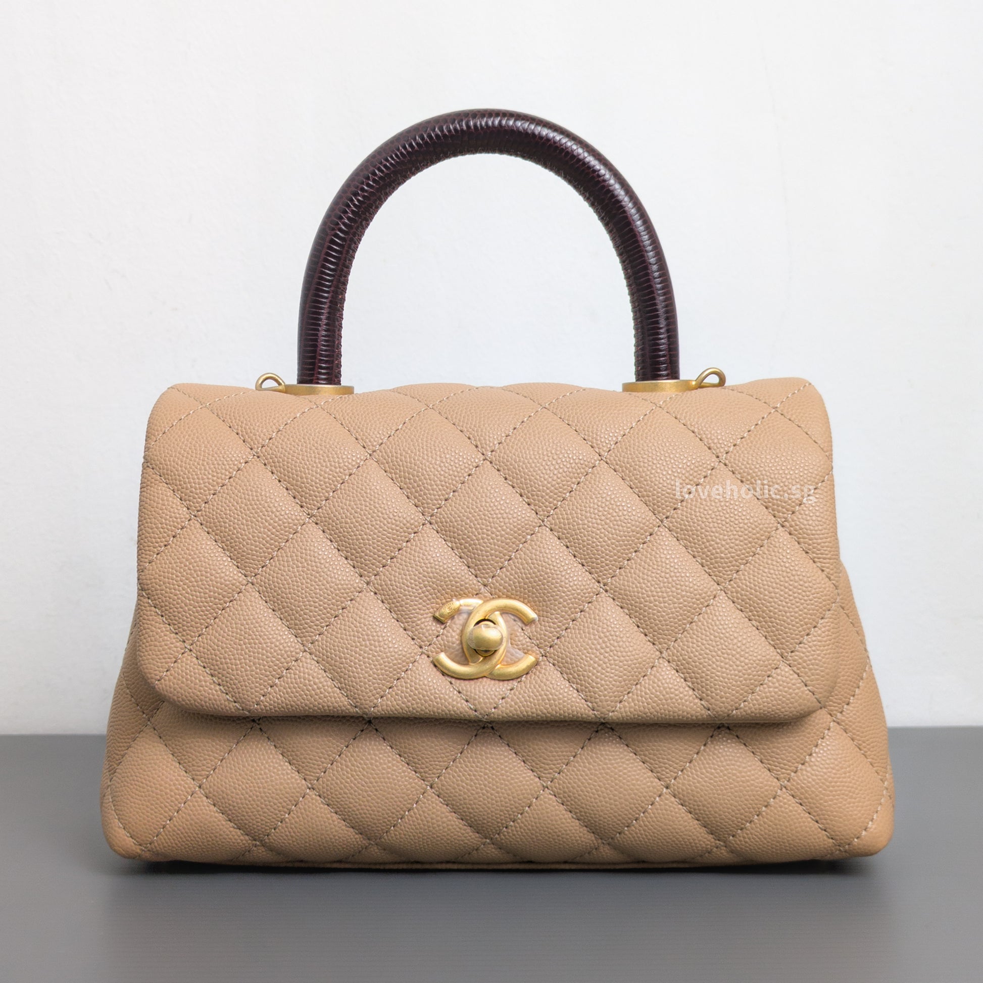 Chanel Coco Handle Small | Beige Caviar Gold Hardware-front1