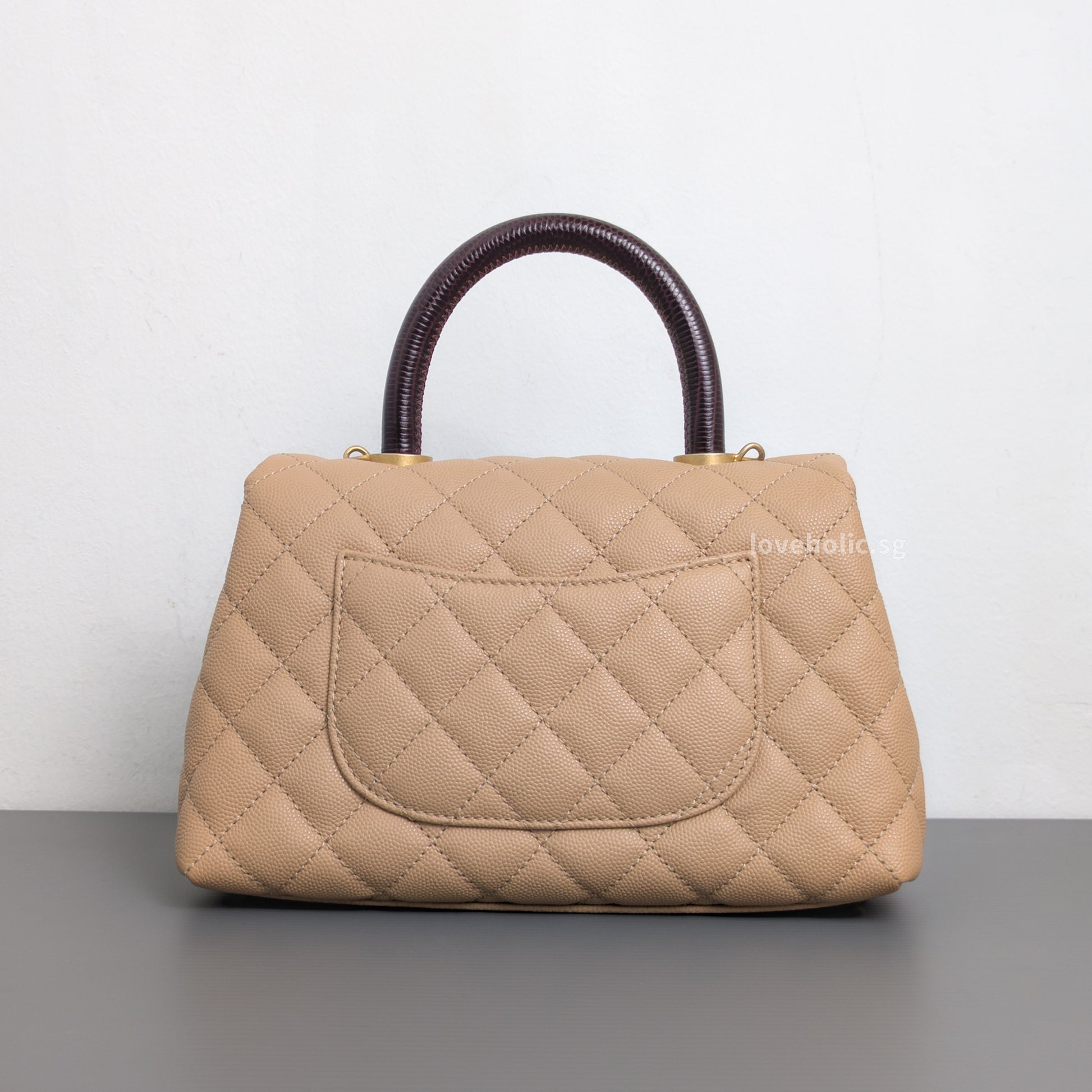 Chanel Coco Handle Small | Beige Caviar Gold Hardware-back
