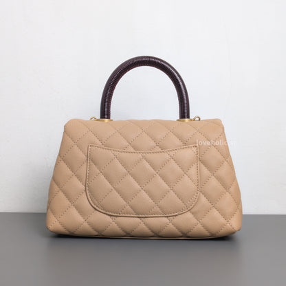 Chanel Coco Handle Small | Beige Caviar Gold Hardware-back