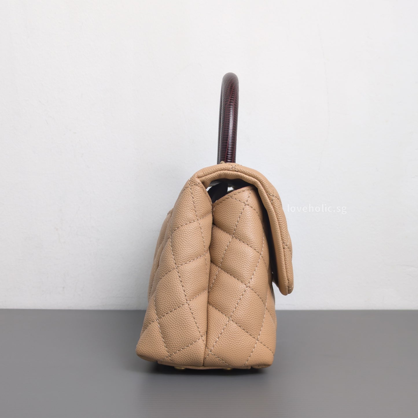 Chanel Coco Handle Small | Beige Caviar Gold Hardware-side