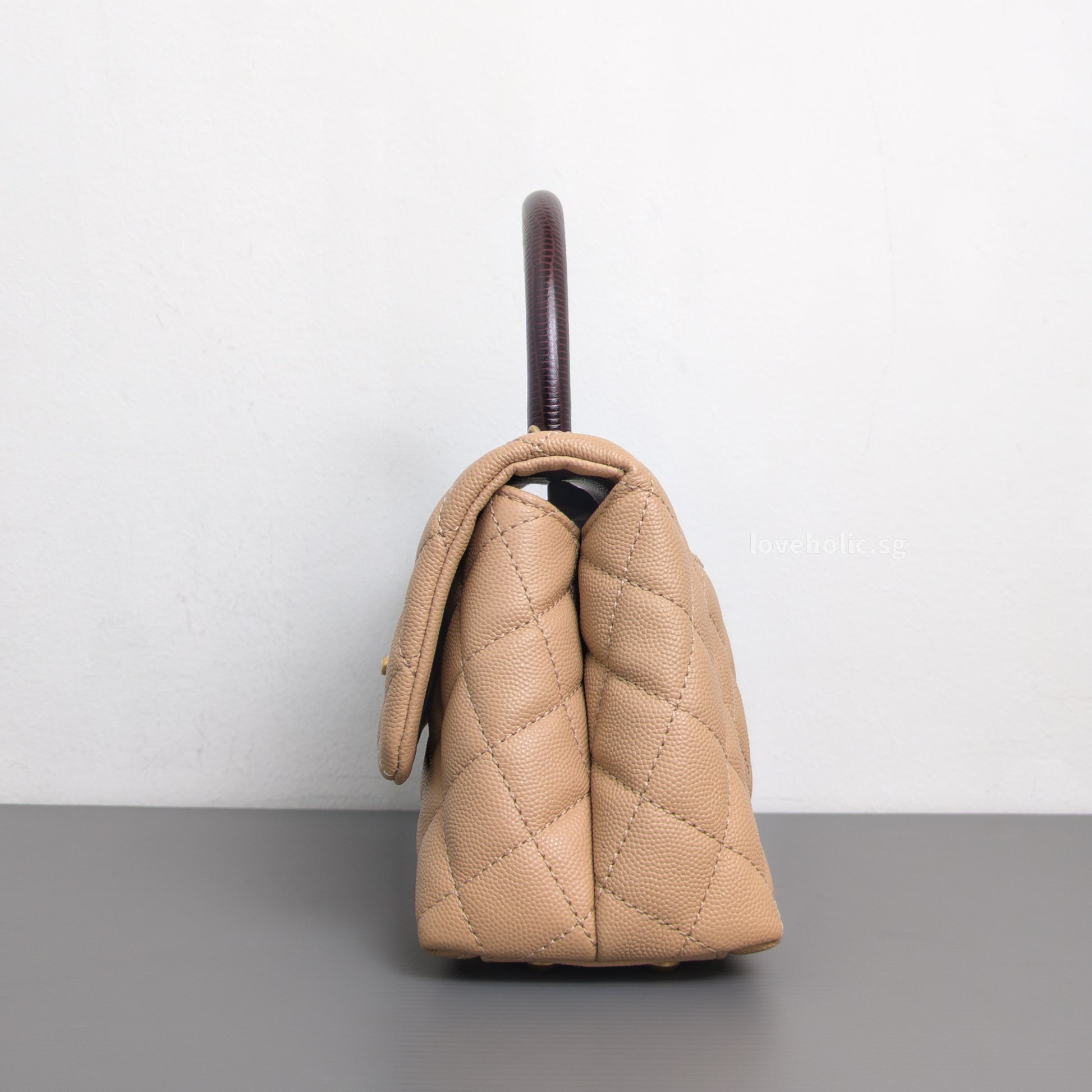 Chanel Coco Handle Small | Beige Caviar Gold Hardware-details
