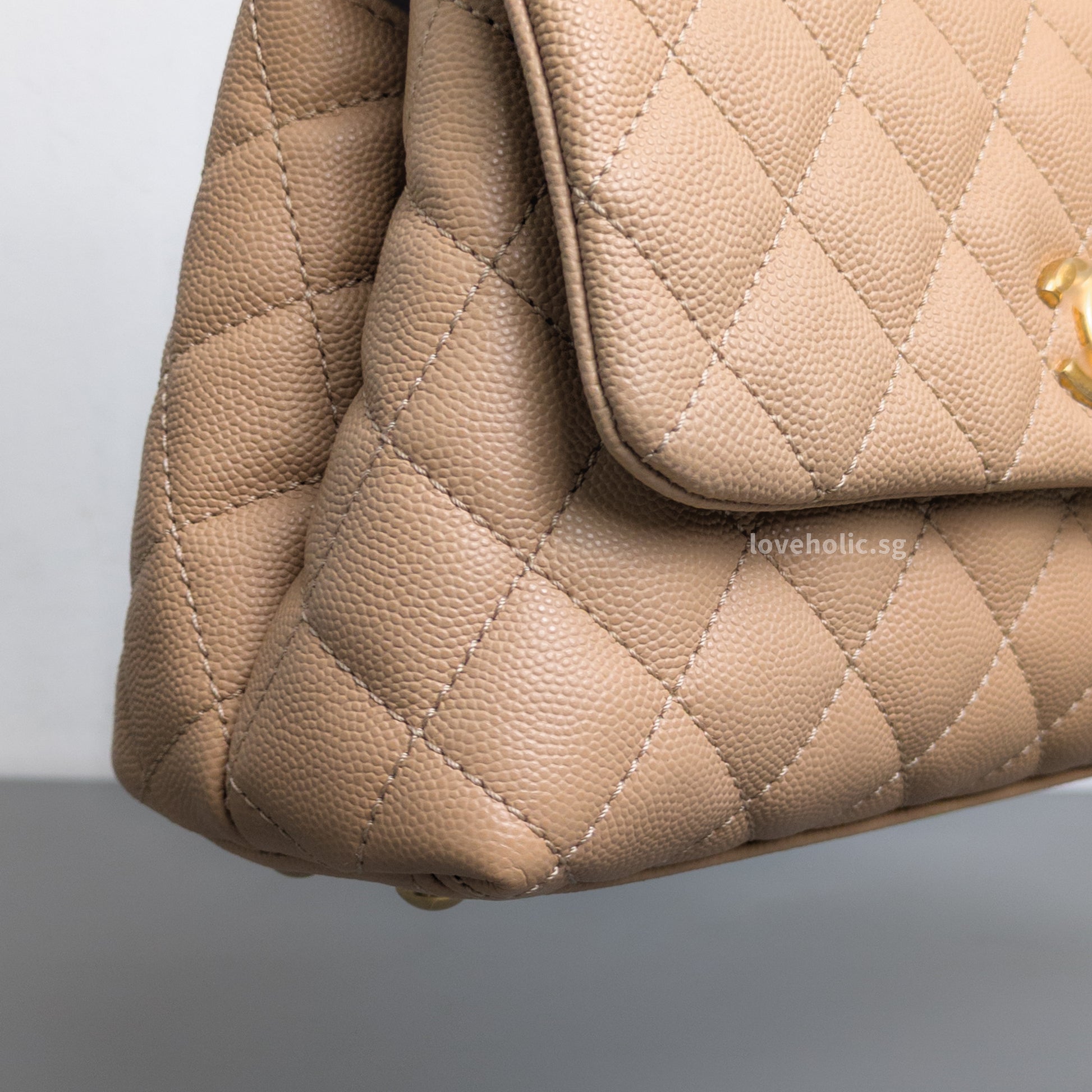 Chanel Coco Handle Small | Beige Caviar Gold Hardware-details