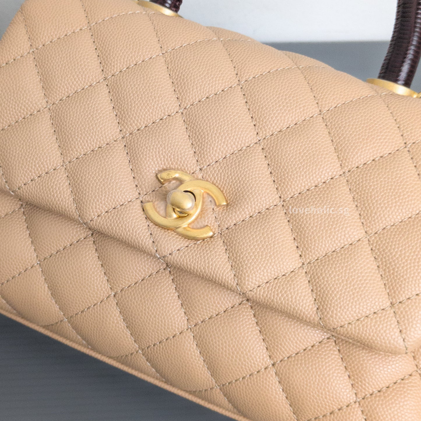 Chanel Coco Handle Small | Beige Caviar Gold Hardware-details