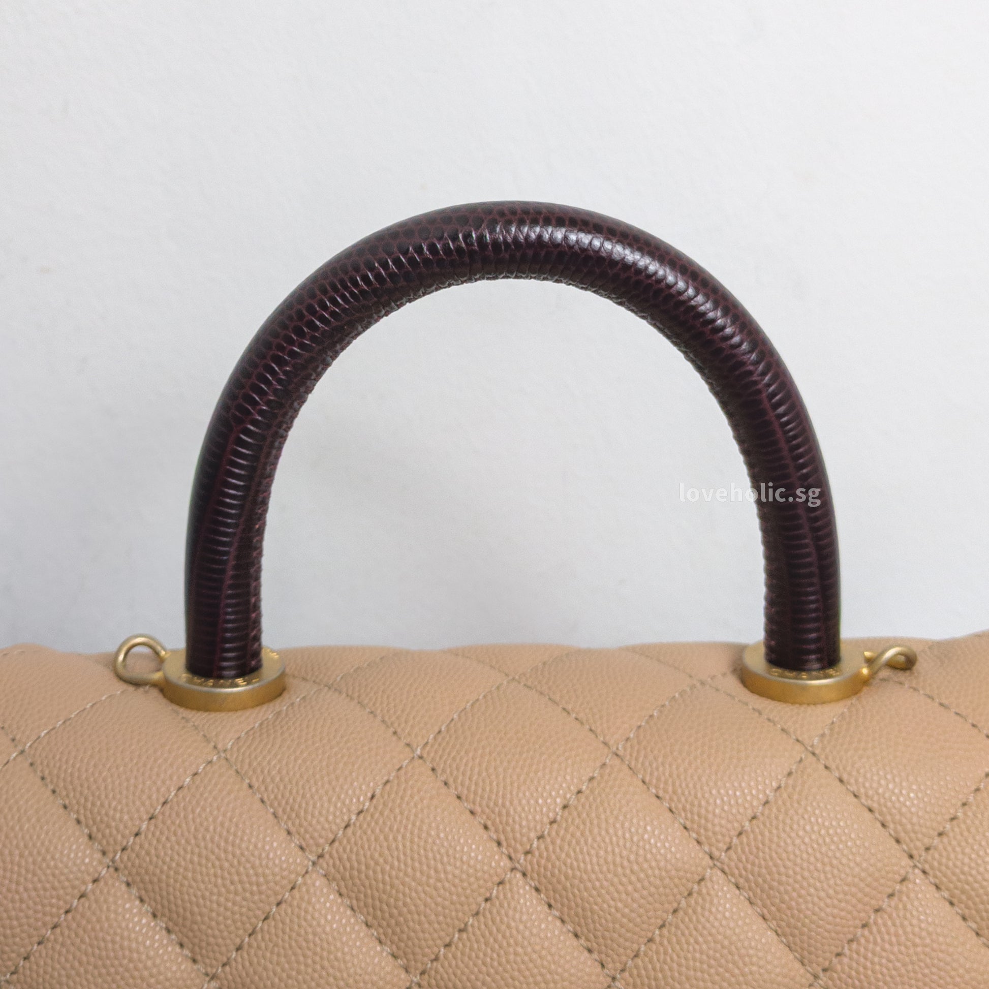 Chanel Coco Handle Small | Beige Caviar Gold Hardware-details