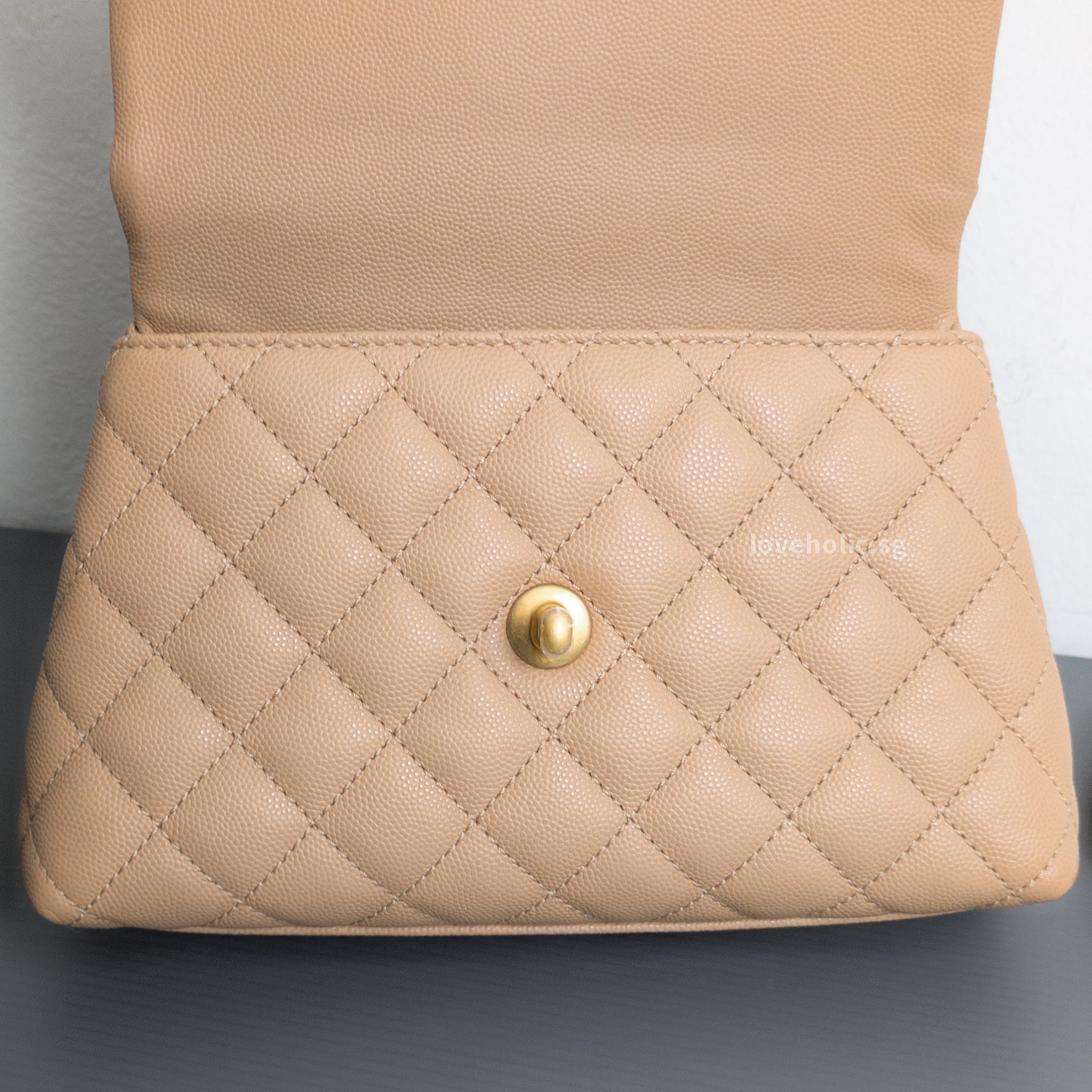 Chanel Coco Handle Small | Beige Caviar Gold Hardware-details
