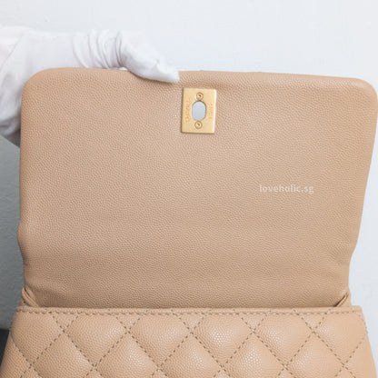 Chanel Coco Handle Small | Beige Caviar Gold Hardware-details