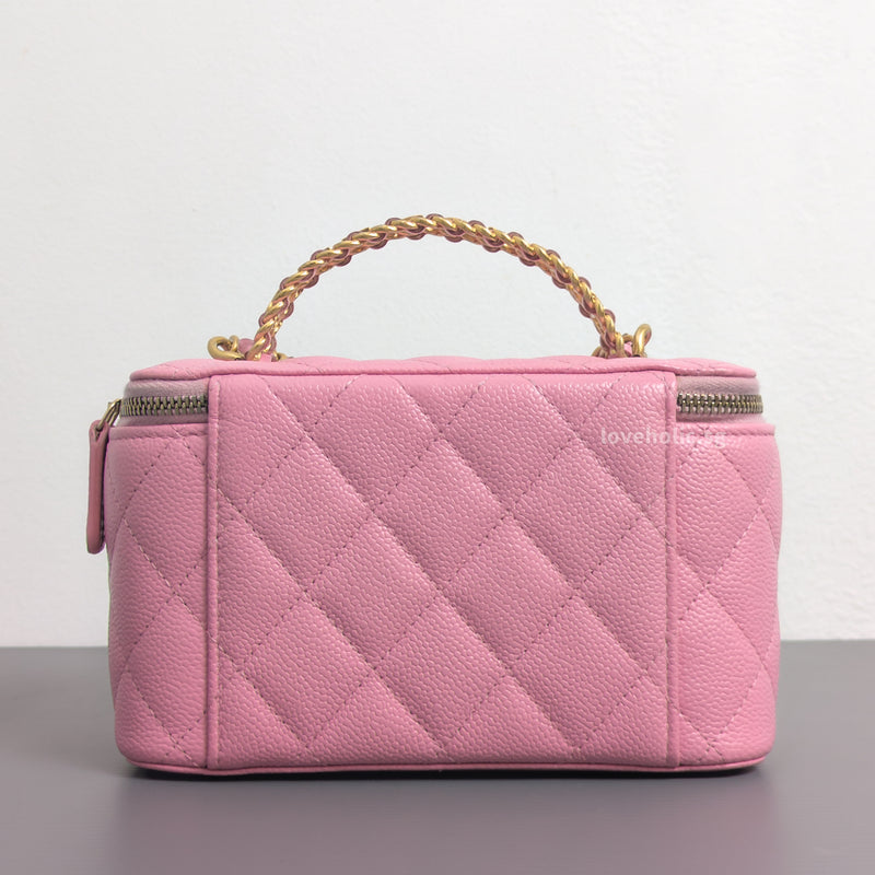 Top Handle Vanity On Chain "Pick Me Up" 22S | Pink Caviar Brushed Gold Hardware