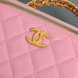 Top Handle Vanity On Chain "Pick Me Up" 22S | Pink Caviar Brushed Gold Hardware