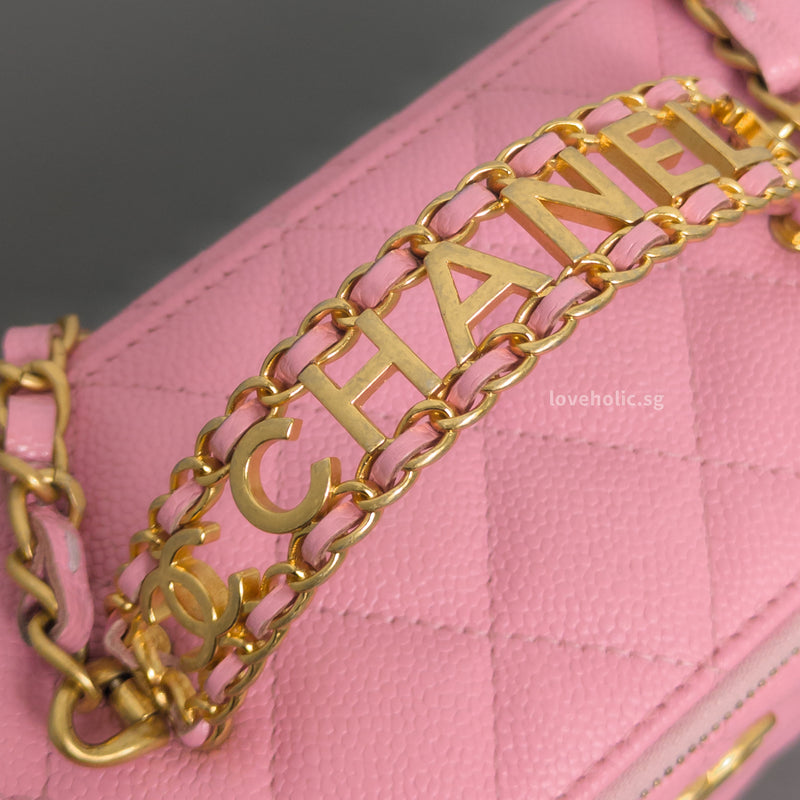 Top Handle Vanity On Chain "Pick Me Up" 22S | Pink Caviar Brushed Gold Hardware