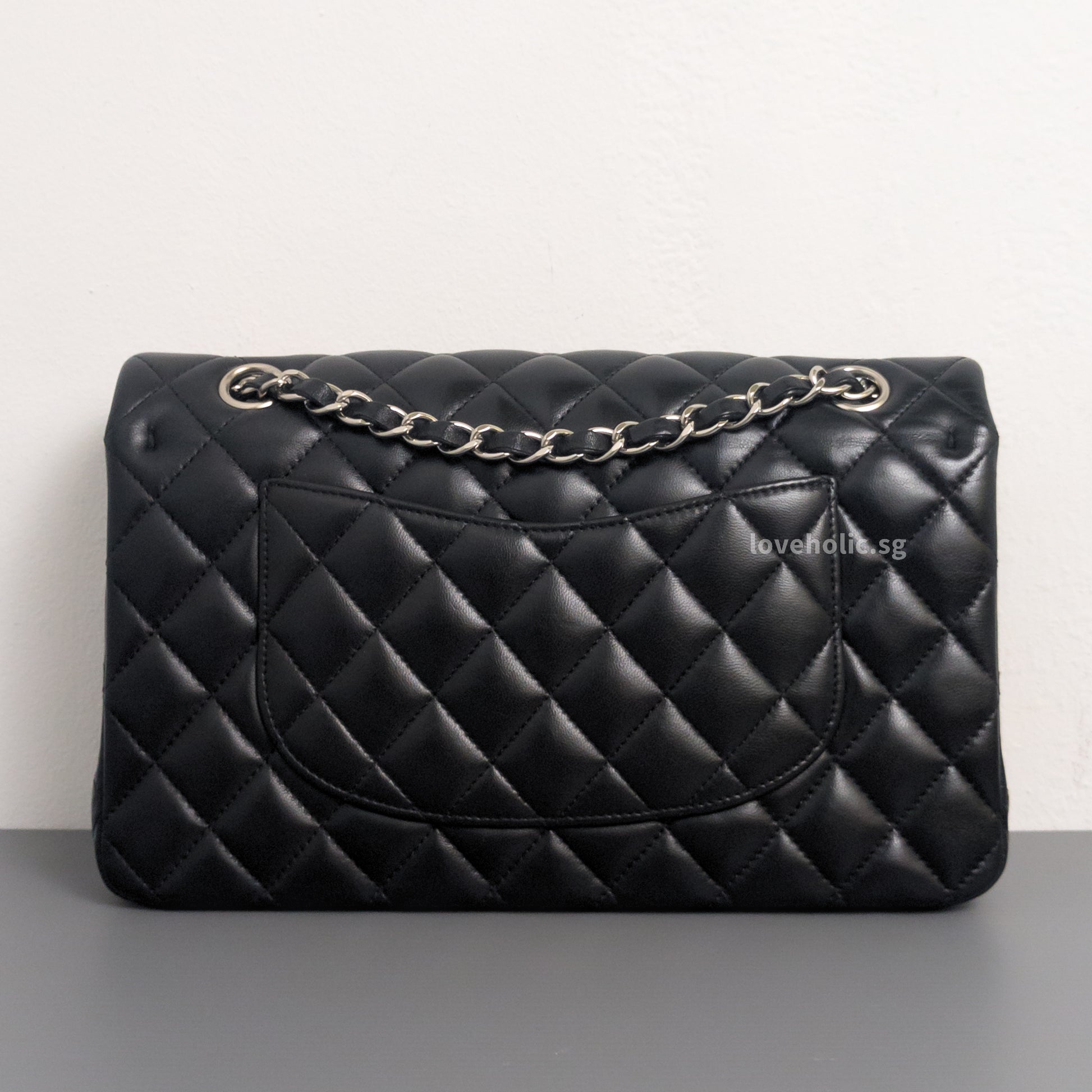 Chanel Classic Flap Medium | Black Lambskin Silver Hardware-back