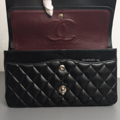 Chanel Classic Flap Medium | Black Lambskin Silver Hardware-details