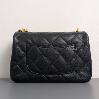 Square Flap Mini  23P Heart Crush | Black Caviar Brushed Gold Hardware