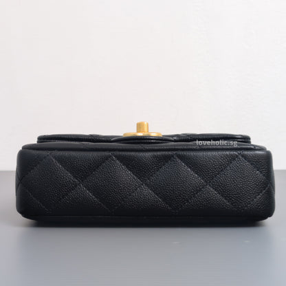Square Flap Mini  23P Heart Crush | Black Caviar Brushed Gold Hardware
