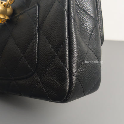 Square Flap Mini  23P Heart Crush | Black Caviar Brushed Gold Hardware