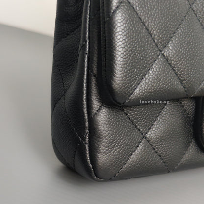 Square Flap Mini  23P Heart Crush | Black Caviar Brushed Gold Hardware
