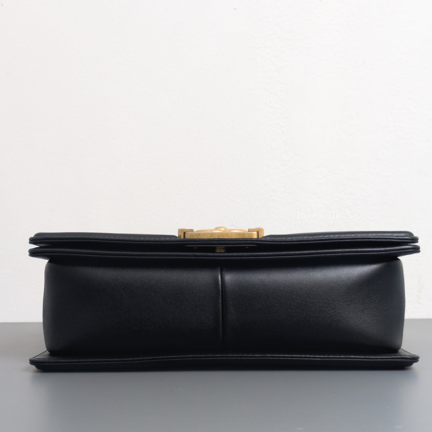 Boy Old Medium | Black Lambskin Brushed Gold Hardware