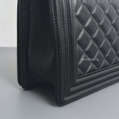 Boy Old Medium | Black Lambskin Brushed Gold Hardware