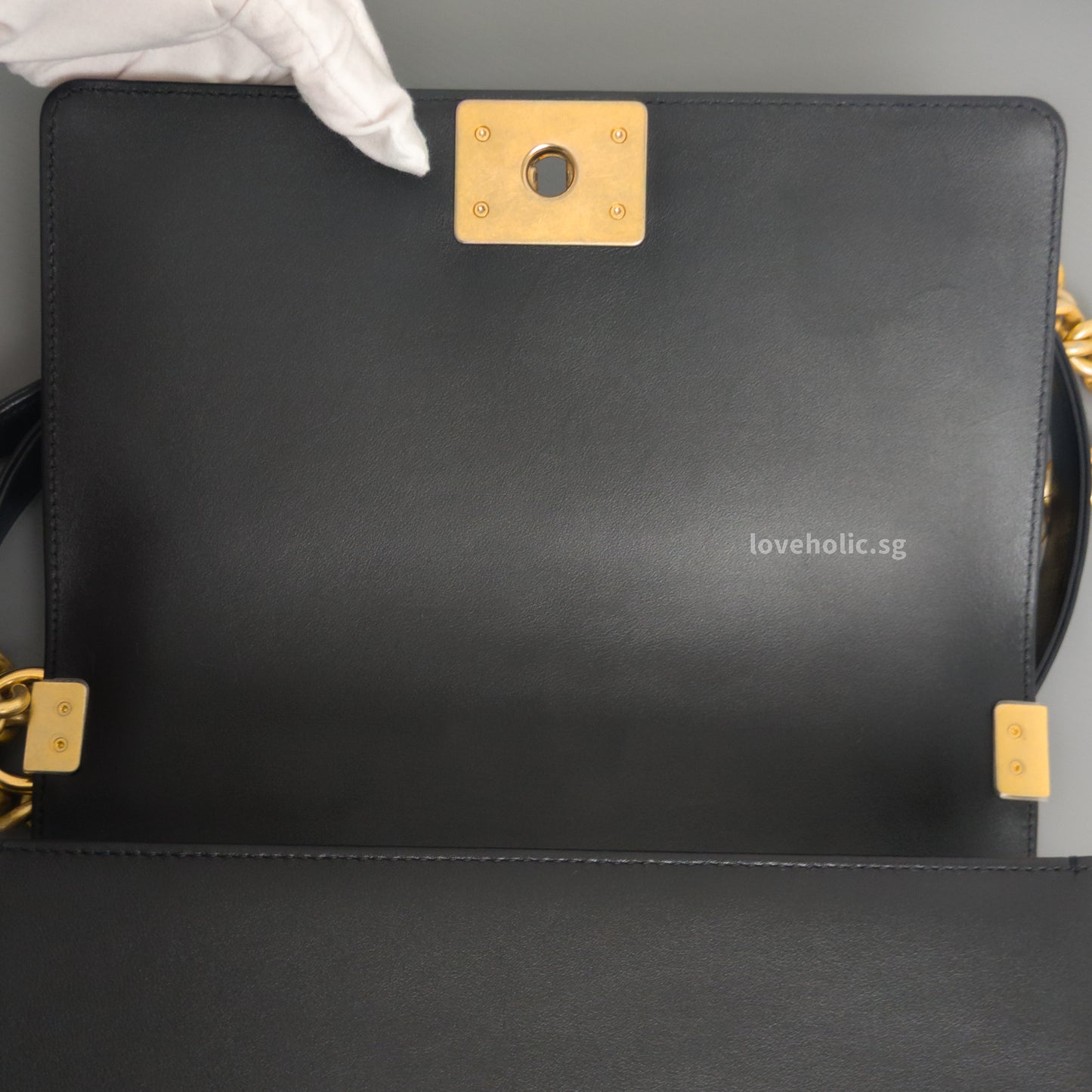 Boy Old Medium | Black Lambskin Brushed Gold Hardware