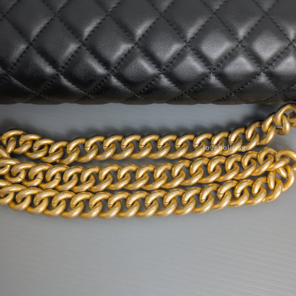Boy Old Medium | Black Lambskin Brushed Gold Hardware